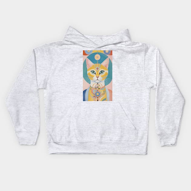 Hilma af Klint's Abstract Feline Wonderland: Whimsical Reverie Kids Hoodie by FridaBubble